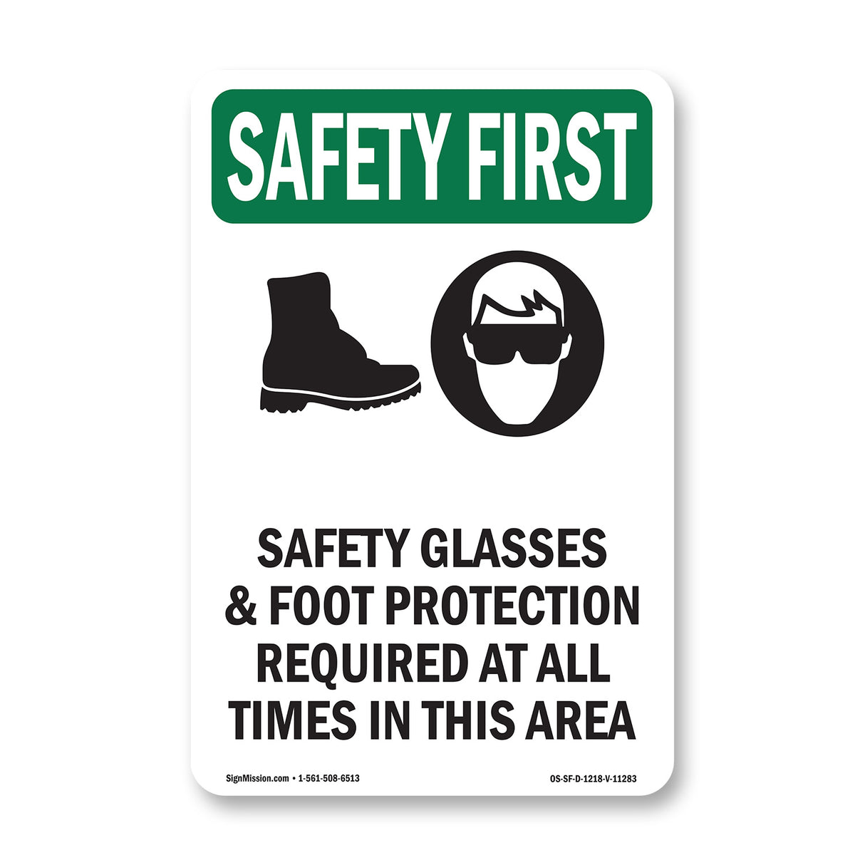Safety Glasses & Foot Protection With Symbol