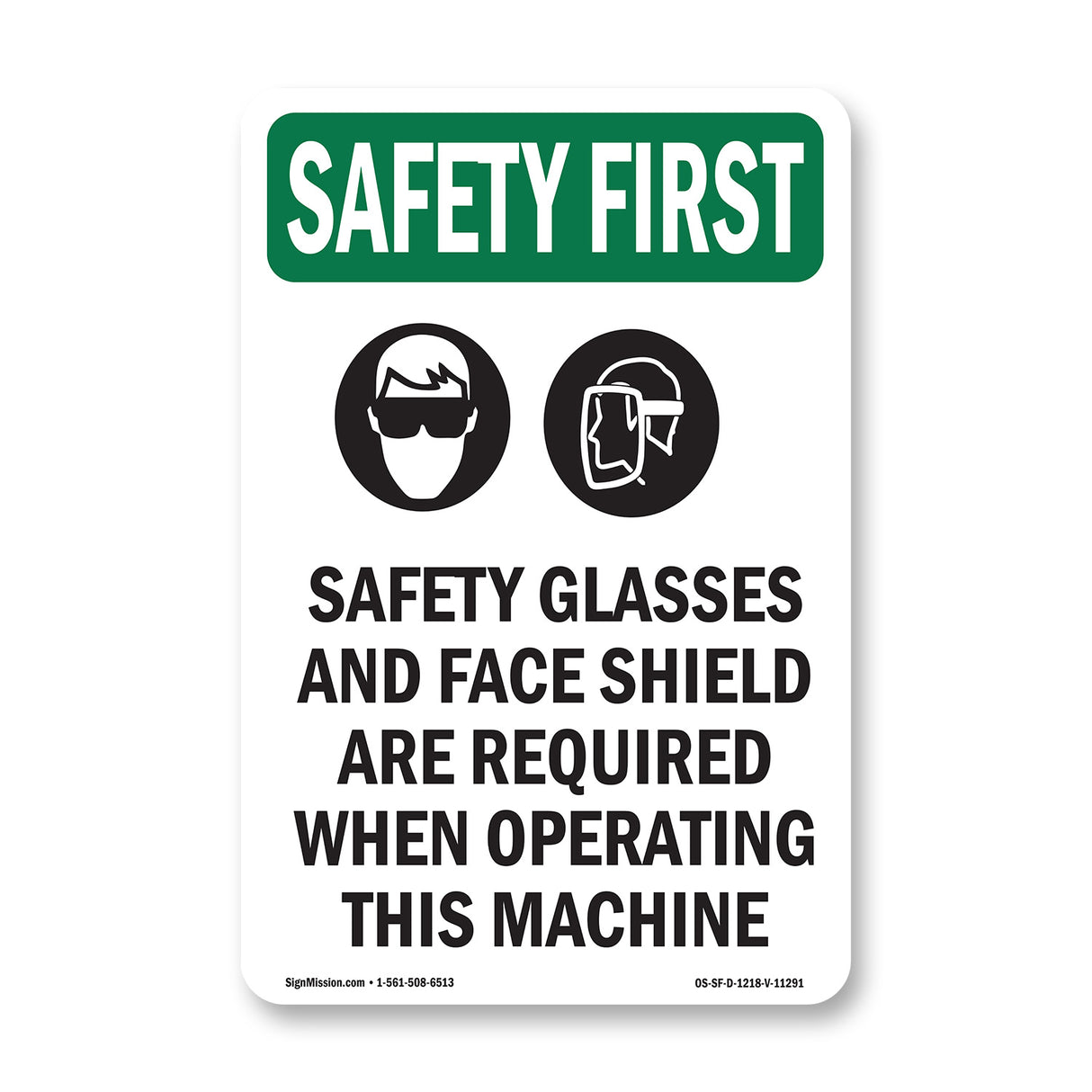 Safety Glasses And Face Shield With Symbol