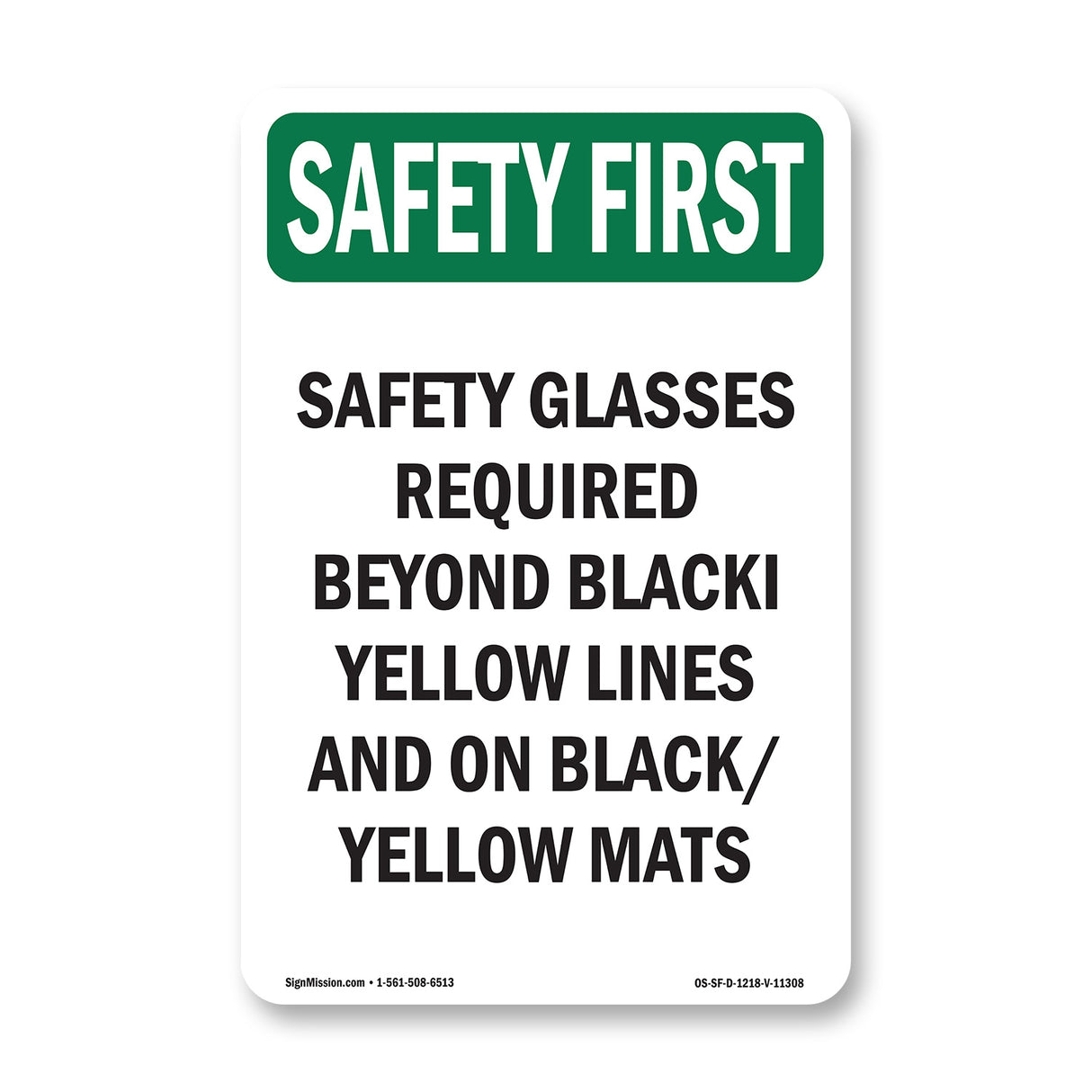 Safety Glasses Required Beyond Black-Yellow