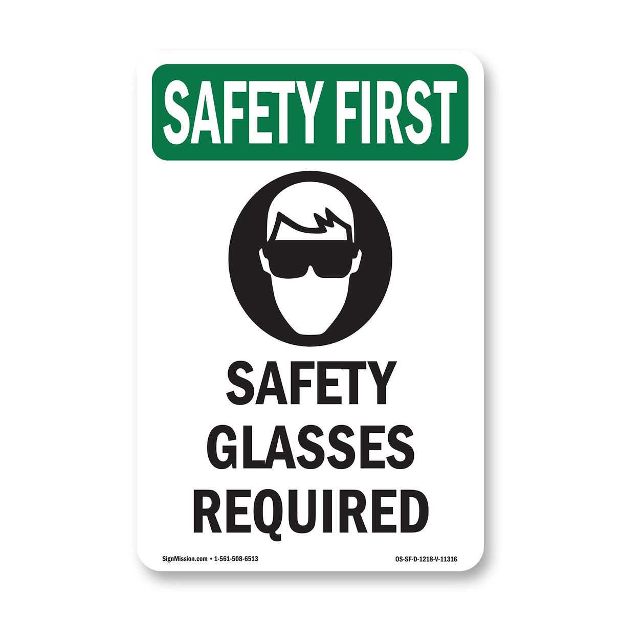 Safety Glasses Required With Symbol