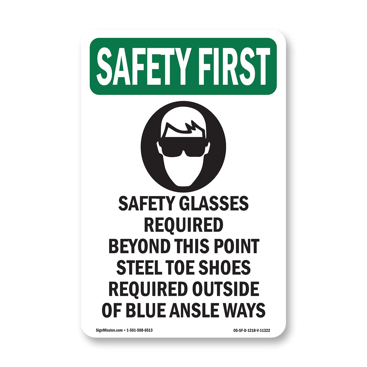 Safety Glasses Required Beyond With Symbol