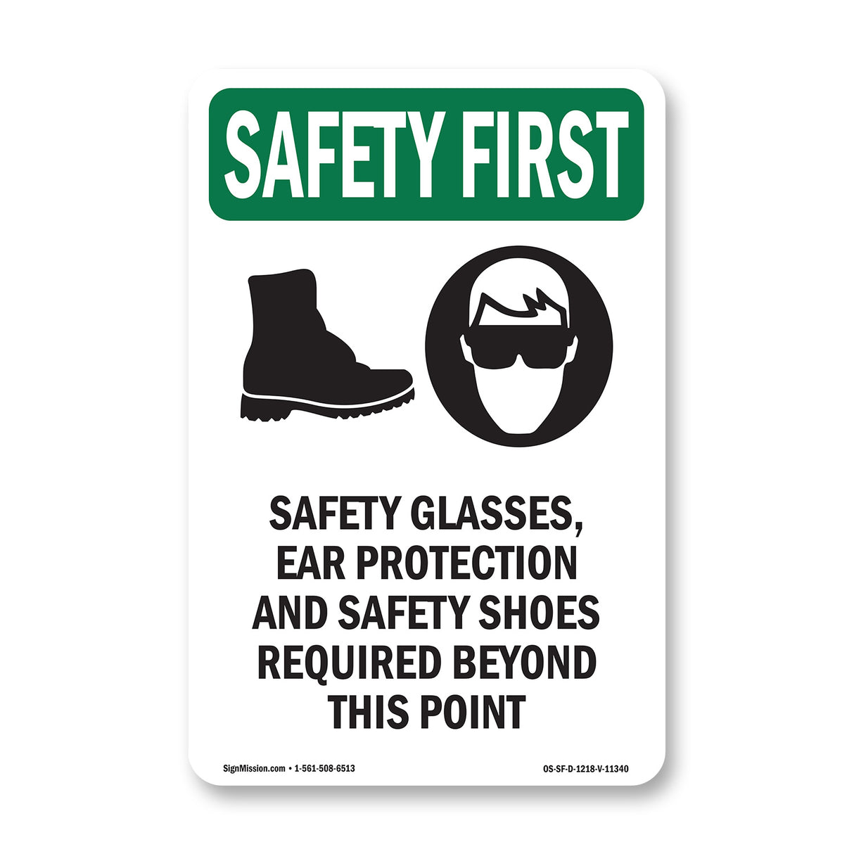 Safety Glasses, Ear Protection With Symbol