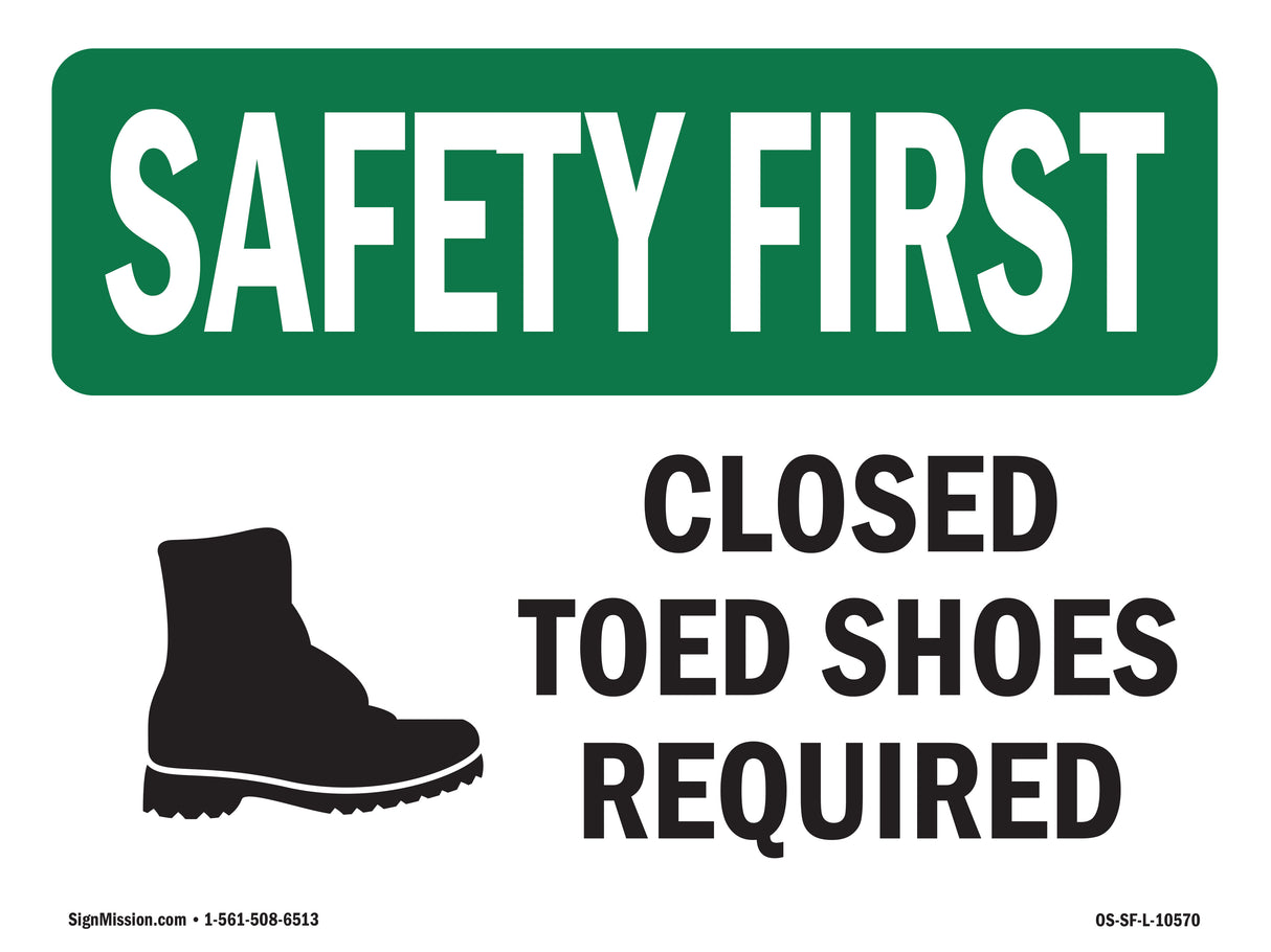 Closed Toed Shoes Required With Symbol