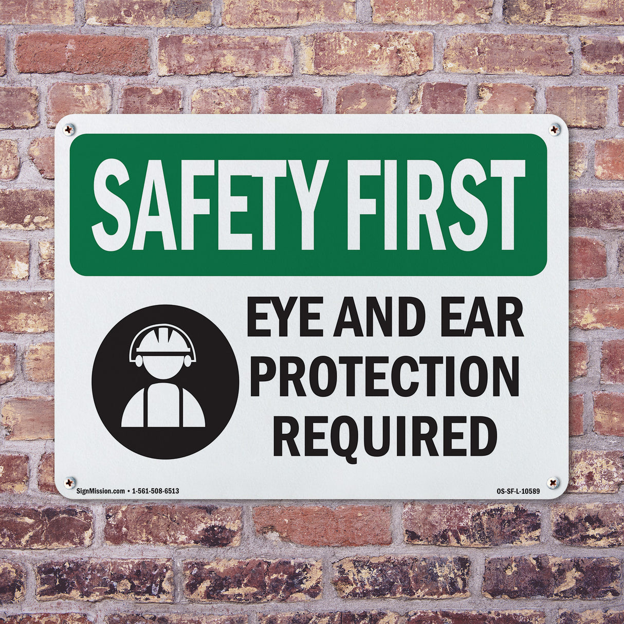 Eye And Ear Protection Required With Symbol