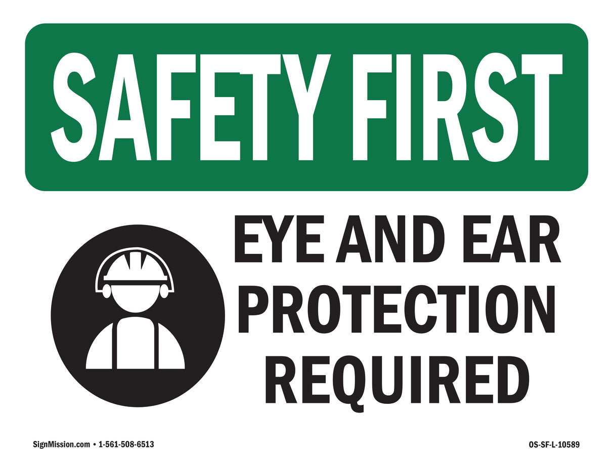Eye And Ear Protection Required With Symbol