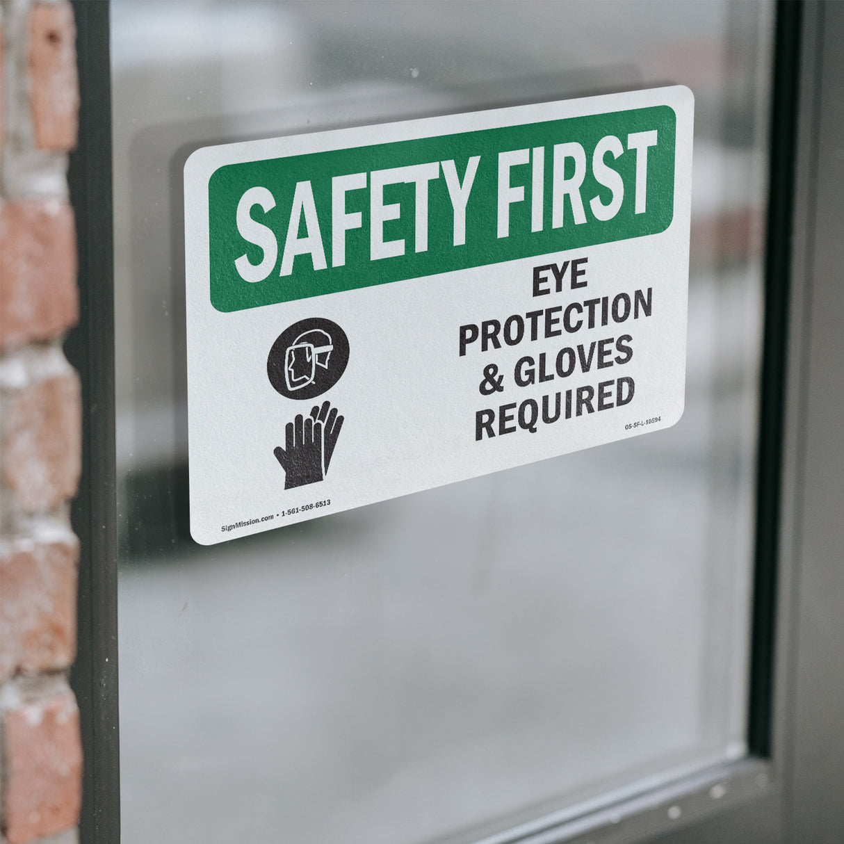 Eye Protection & Gloves Required With Symbol