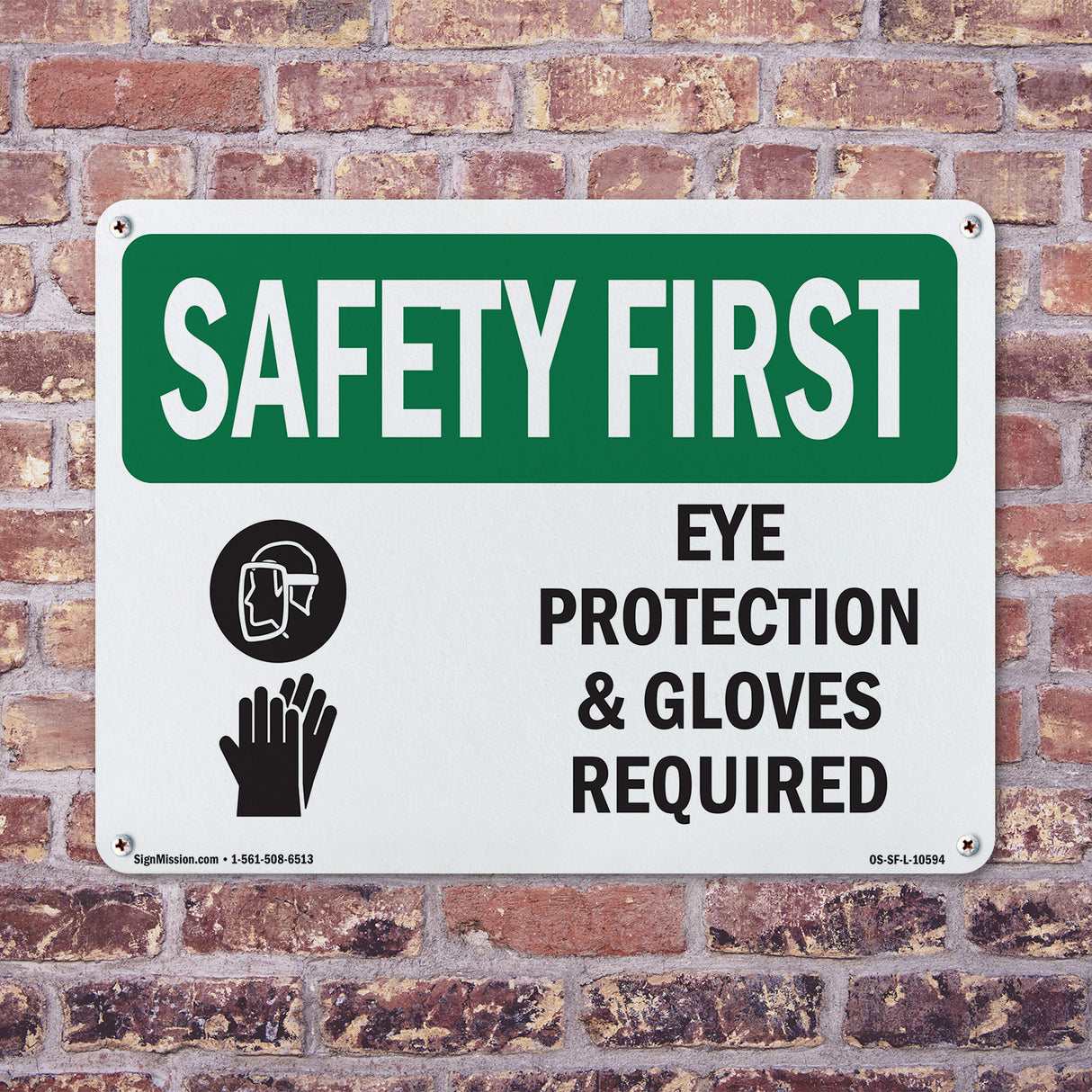 Eye Protection & Gloves Required With Symbol