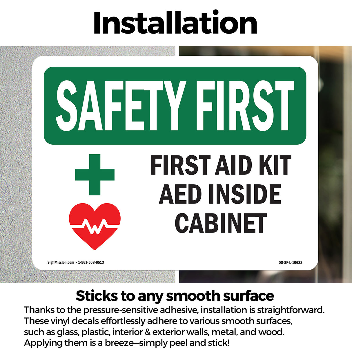 First Aid Kit AED Inside Cabinet With Symbol