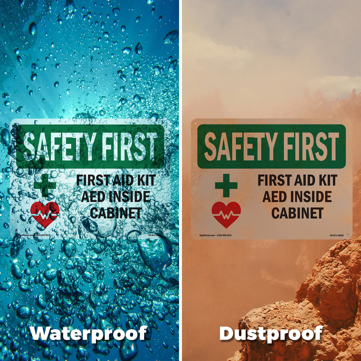 First Aid Kit AED Inside Cabinet With Symbol