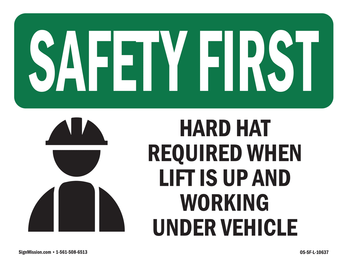 Hard Hat Required When Lift With Symbol