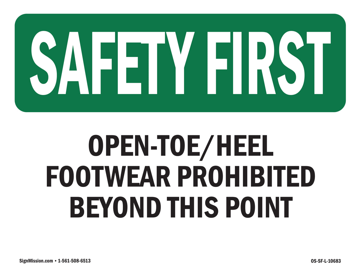 Open-Toe Heel Footwear Prohibited