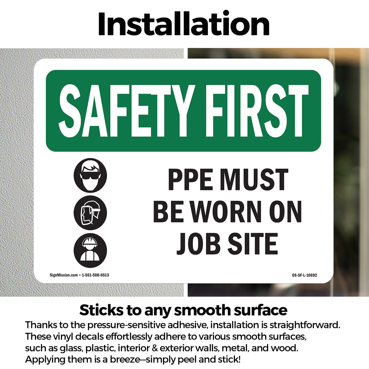 PPE Must Be Worn On Job Site With Symbol
