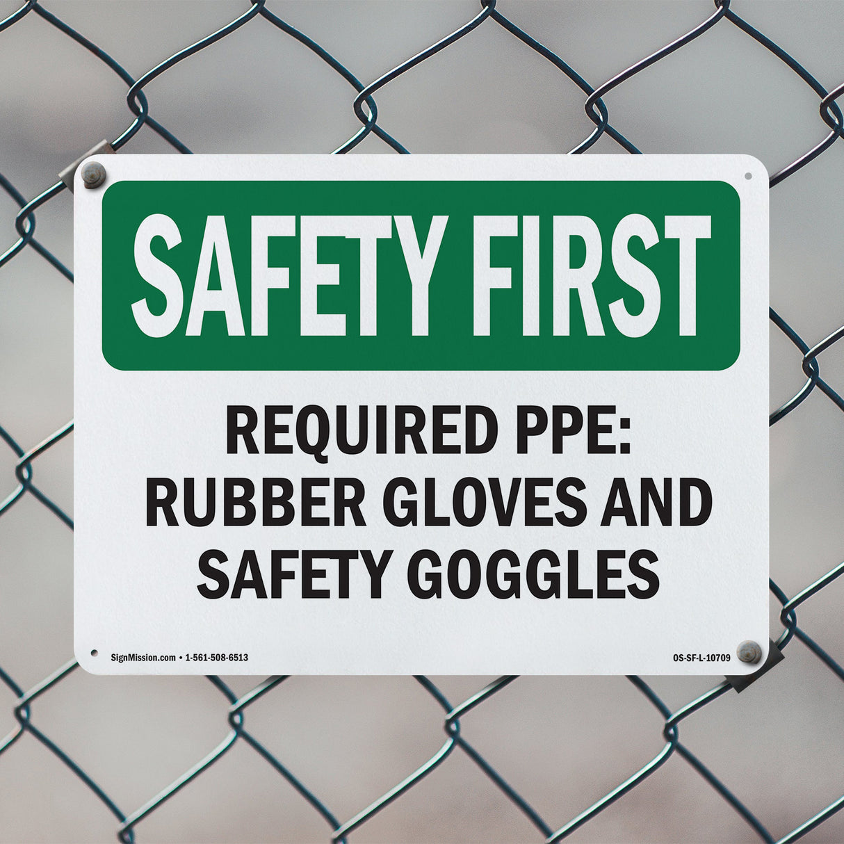 Required PPE Rubber Gloves And