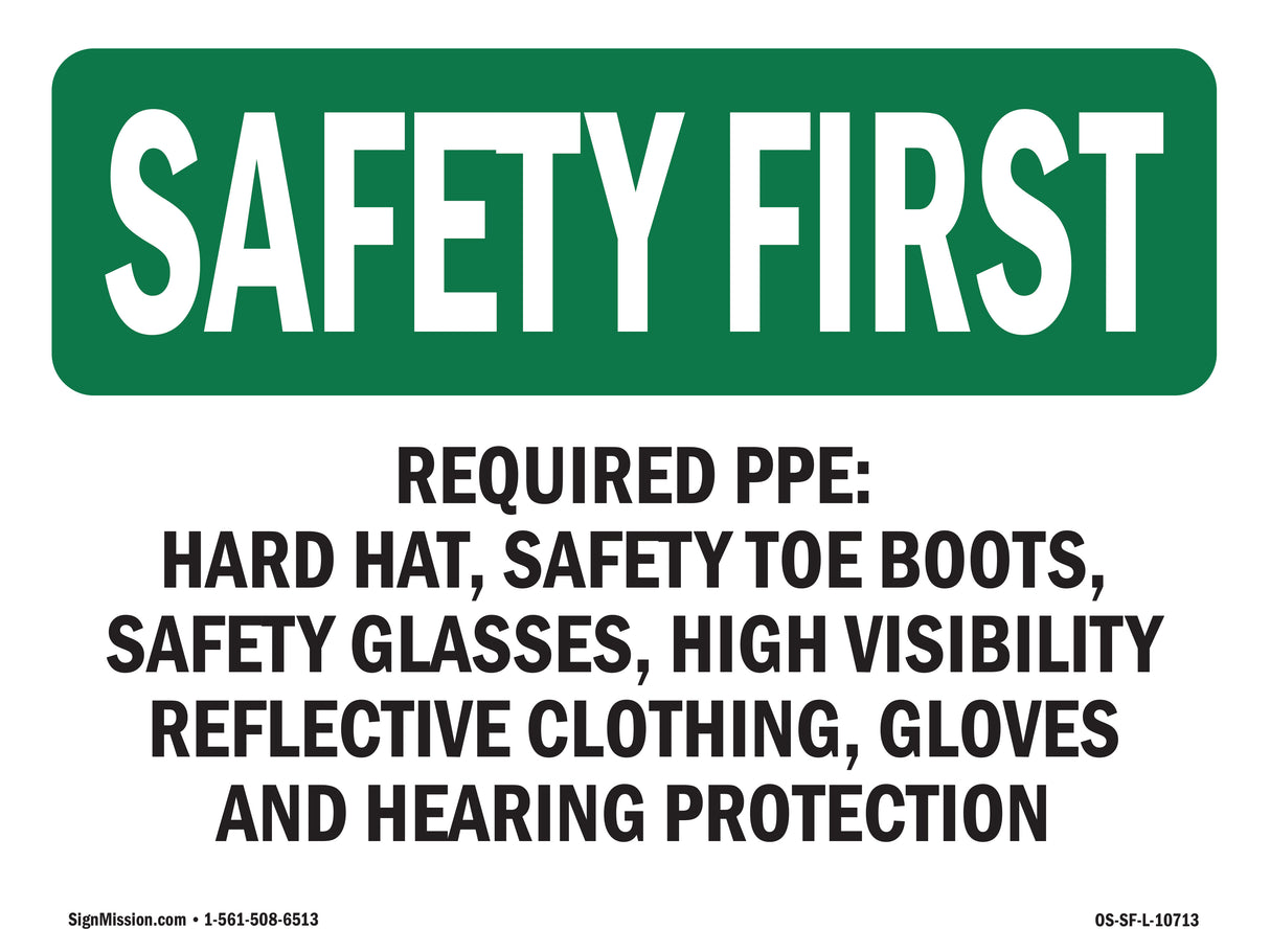 Required PPE Hard Hat, Safety