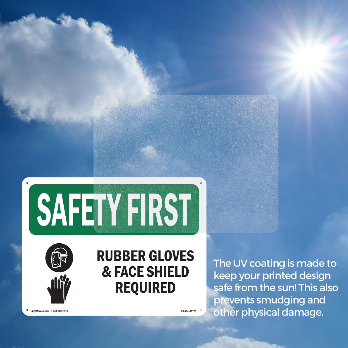 Rubber Gloves & Face Shield Required With Symbol