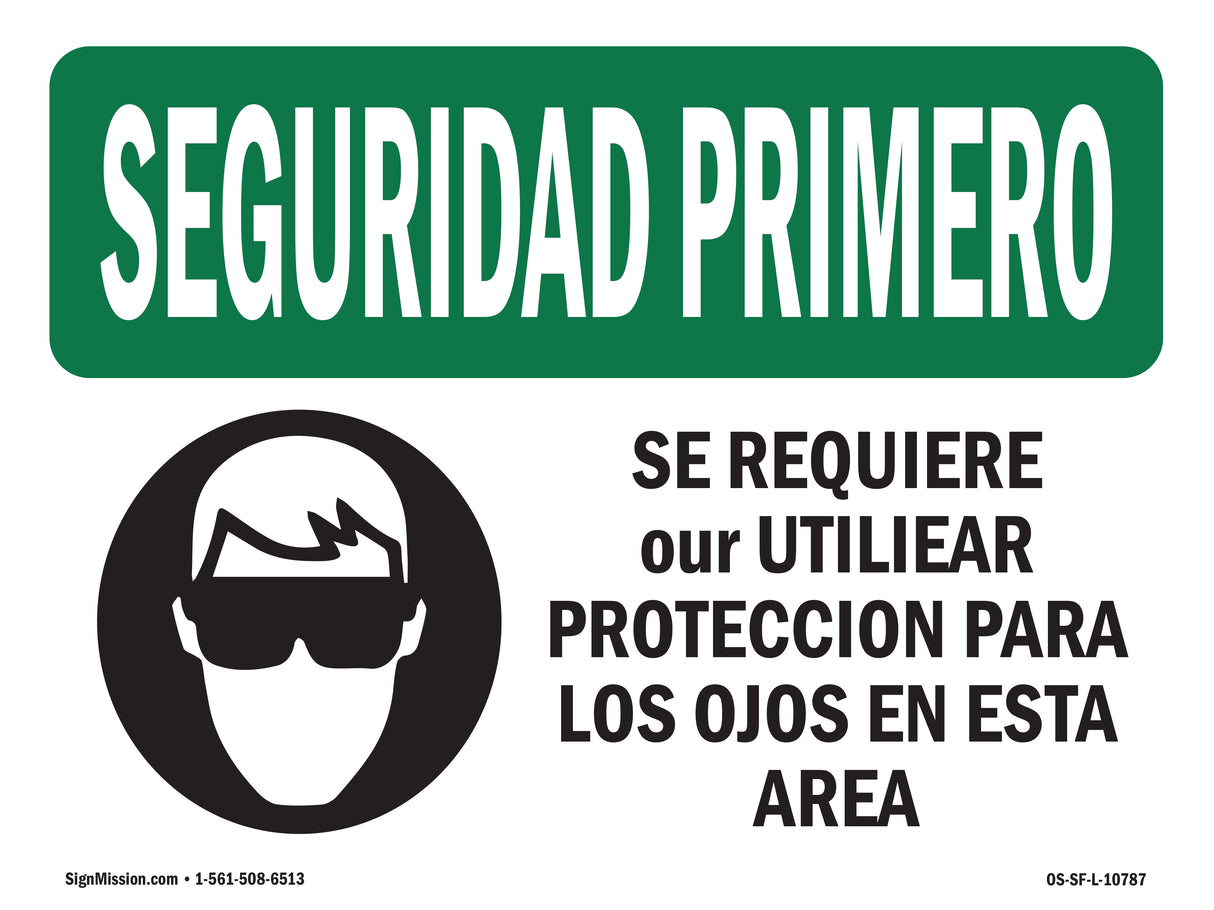 Eye Protection Required In Spanish