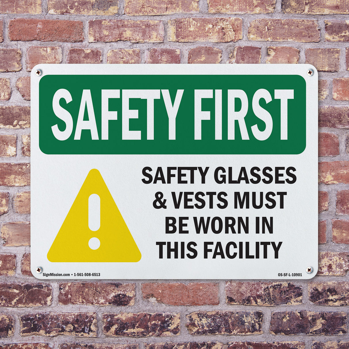 Safety Glasses & Vests Must With Symbol