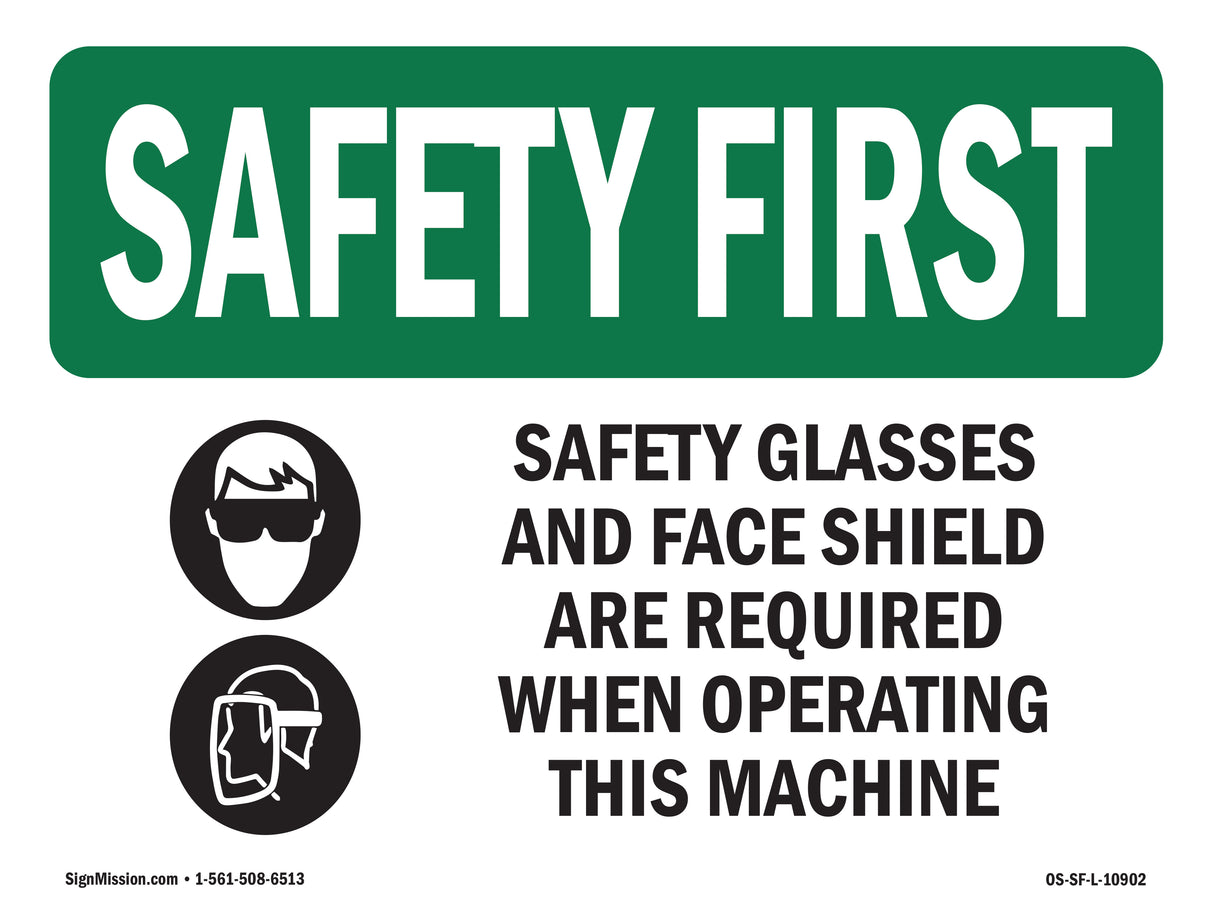 Safety Glasses And Face Shield With Symbol