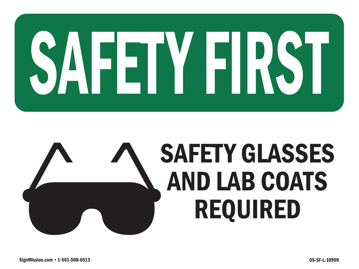 Safety Glasses And Lab Coats Required With Symbol
