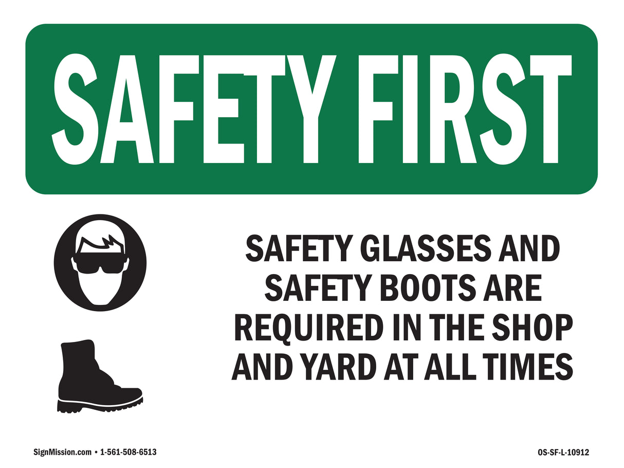 Safety Glasses And Safety Boots With Symbol