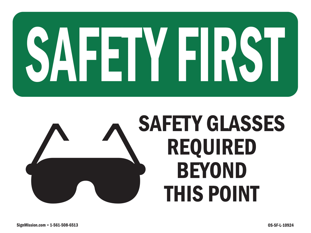 Safety Glasses Required Beyond With Symbol