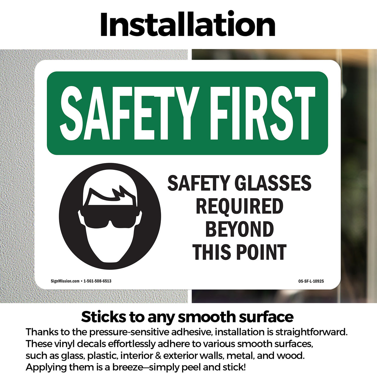 Safety Glasses Required Beyond With Symbol