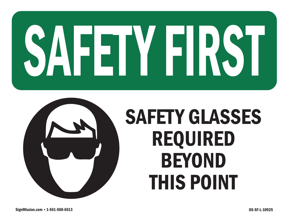 Safety Glasses Required Beyond With Symbol