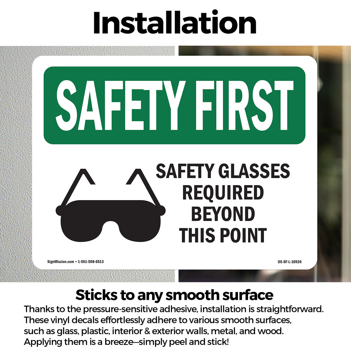 Safety Glasses Required Beyond With Symbol