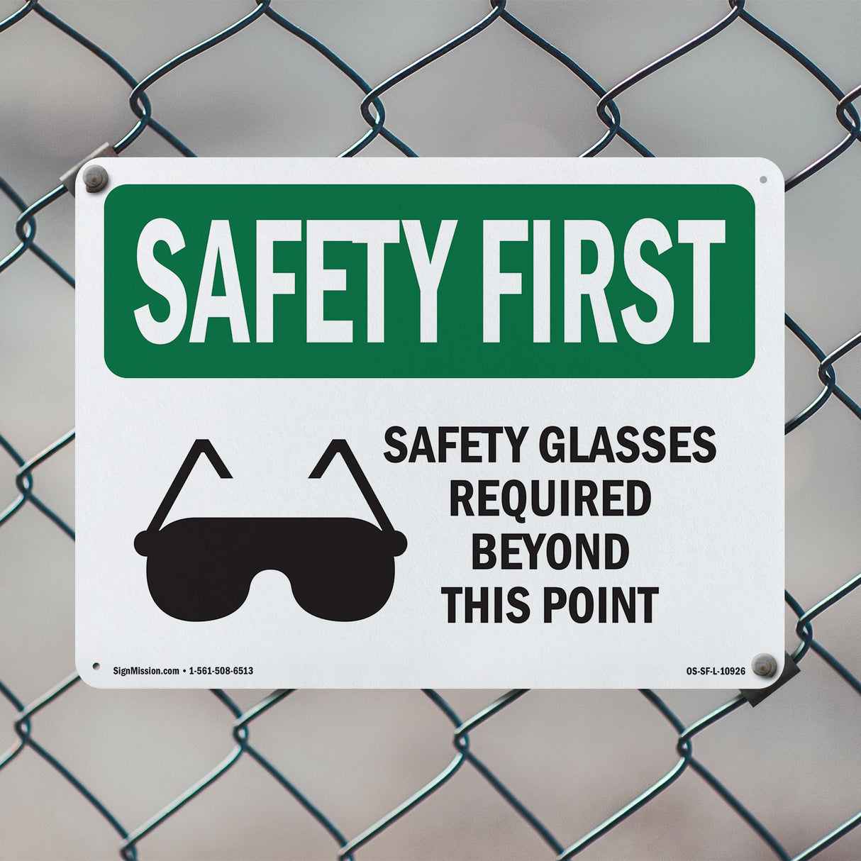 Safety Glasses Required Beyond With Symbol