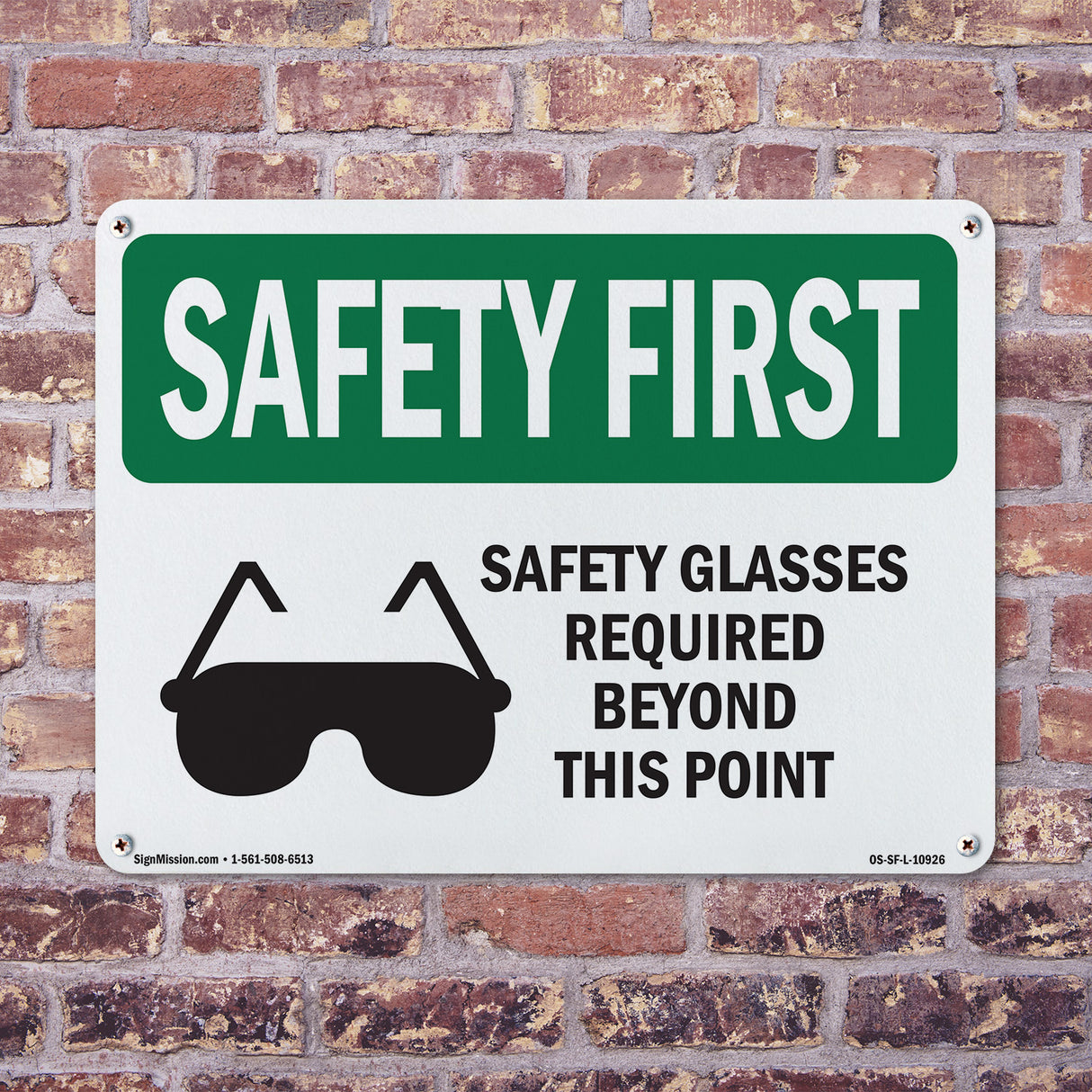 Safety Glasses Required Beyond With Symbol