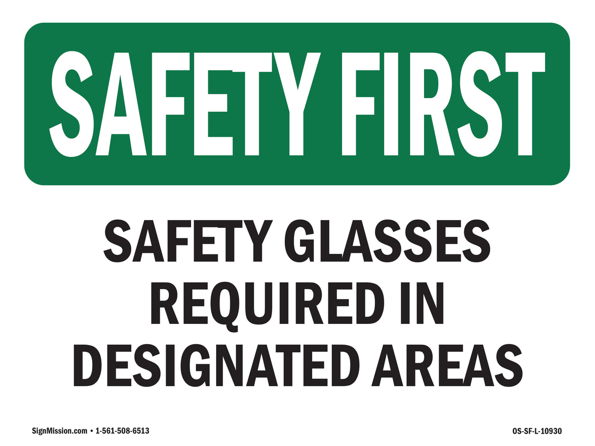 Safety Glasses Required In Designated