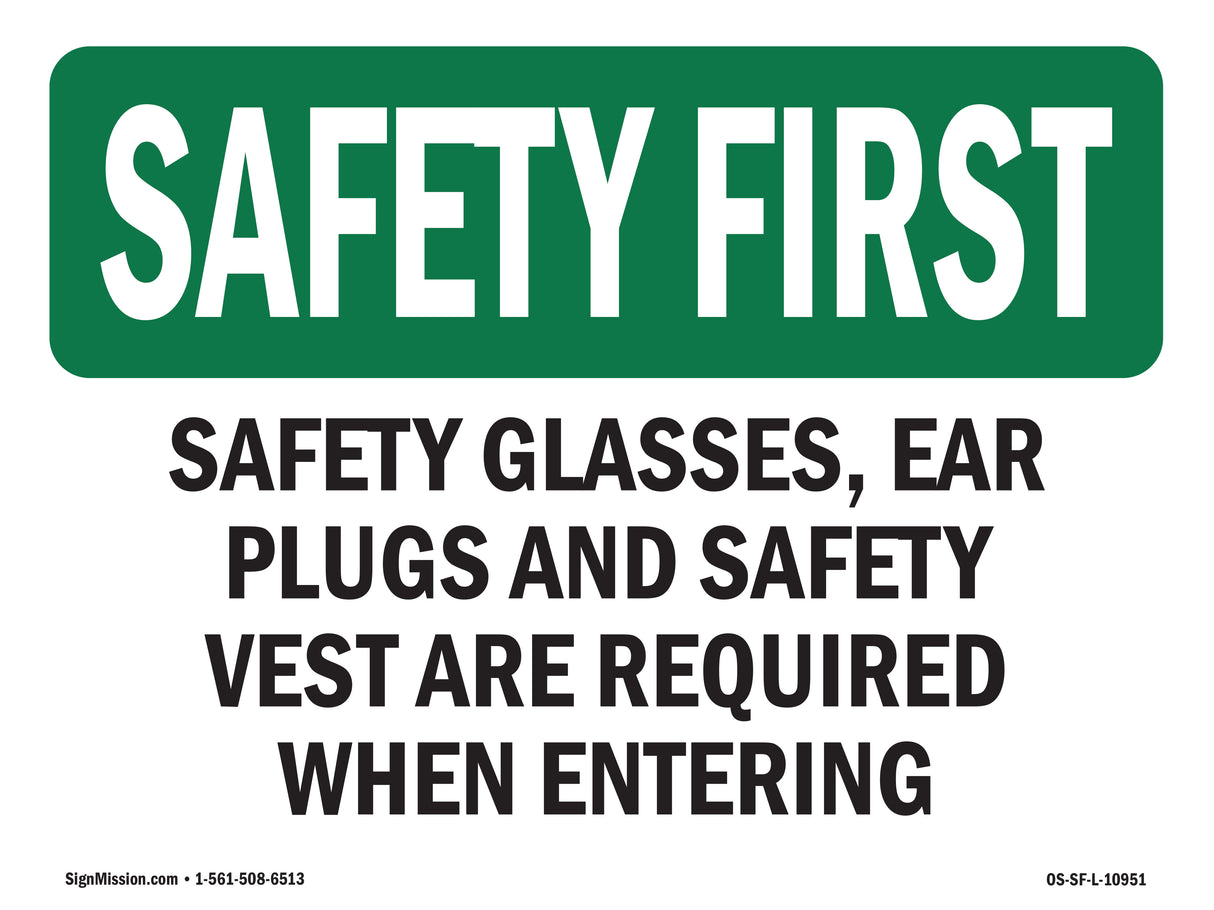 Safety Glasses, Ear Plugs And