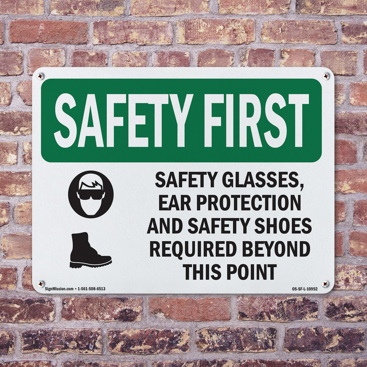 Safety Glasses, Ear Protection With Symbol