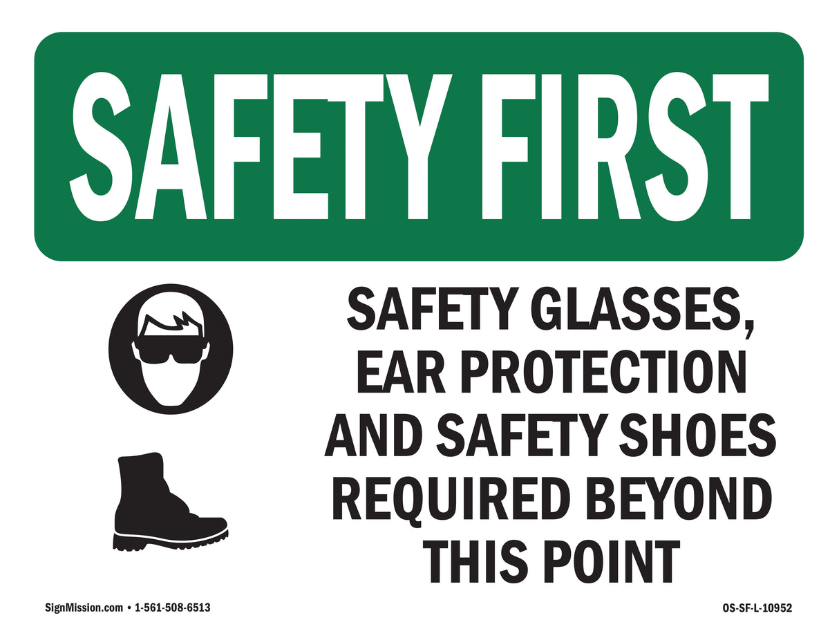 Safety Glasses, Ear Protection With Symbol