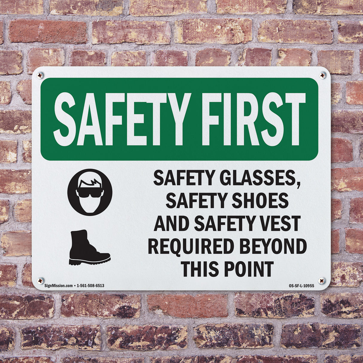 Safety Glasses, Safety Shoes With Symbol