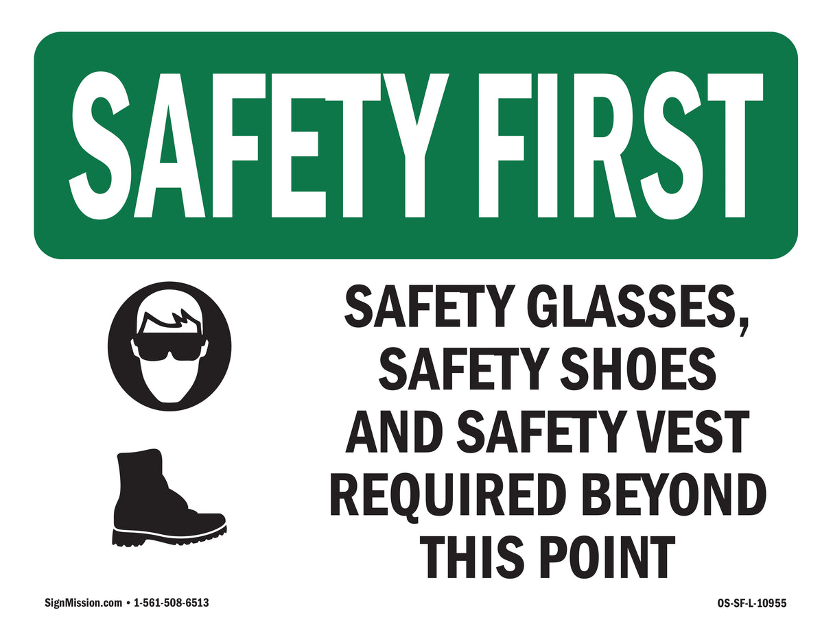 Safety Glasses, Safety Shoes With Symbol
