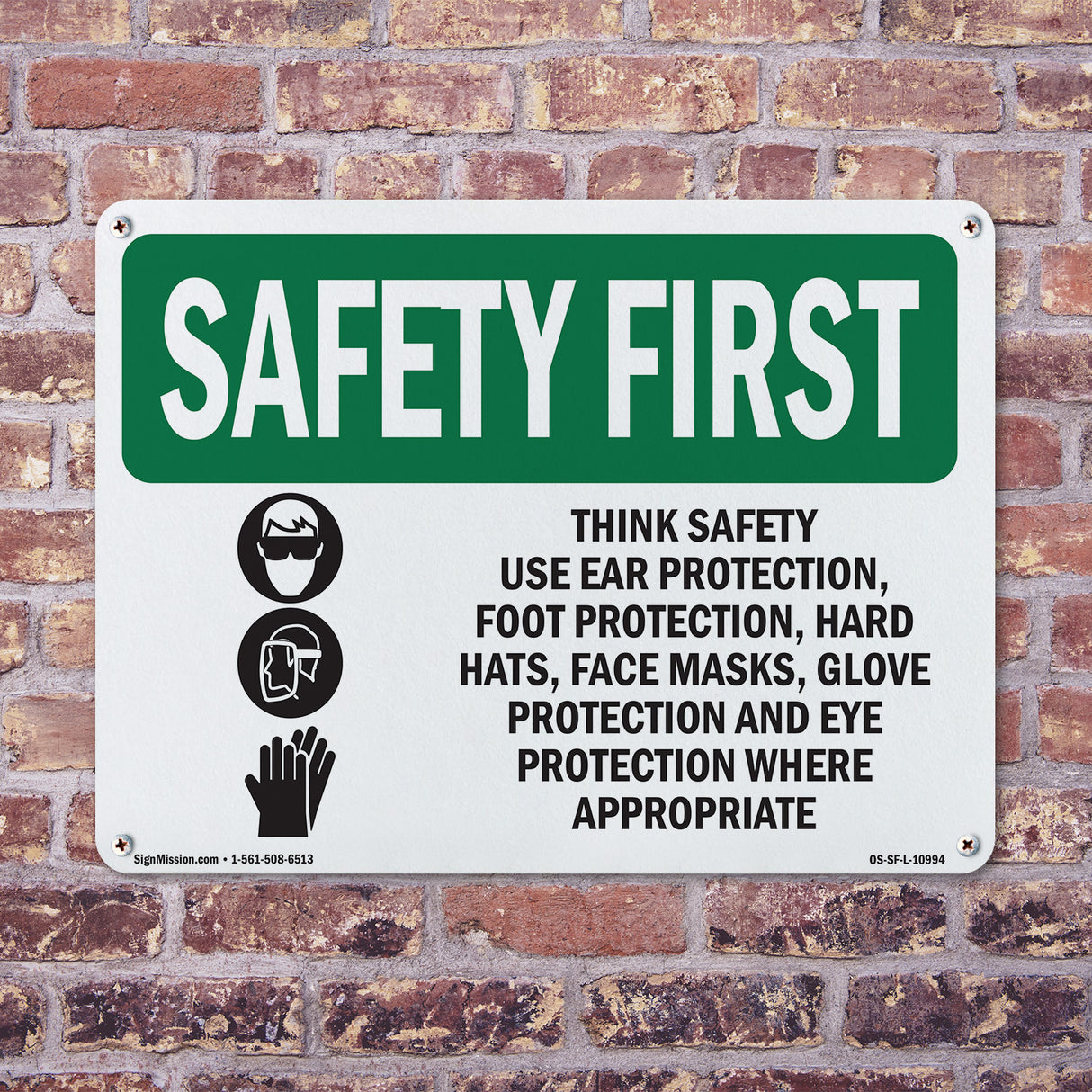 Think Safety Use Ear Protection, With Symbol