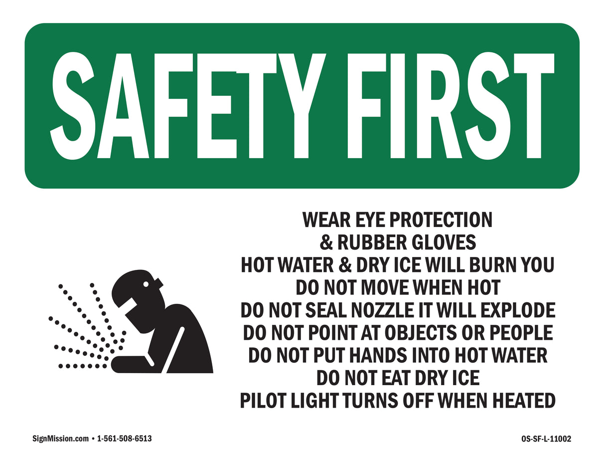 Wear Eye Protection & Rubber With Symbol