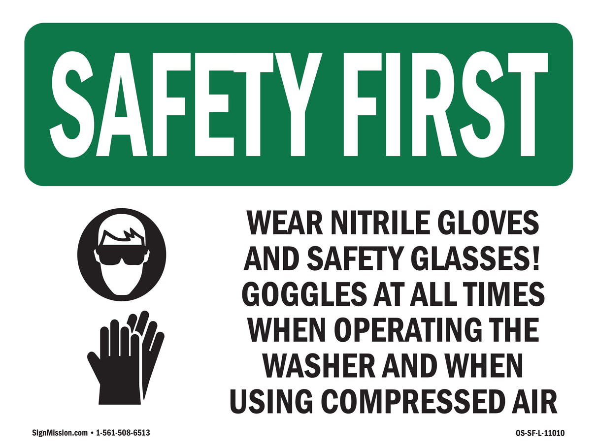 Wear Nitrile Gloves And Safety With Symbol