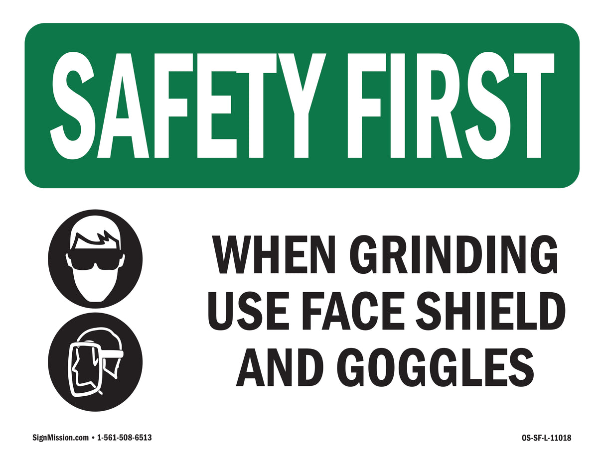When Grinding Use Face Shield With Symbol