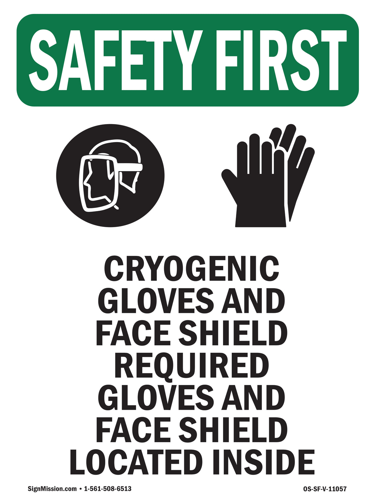 Cryogenic Gloves And Face Shield With Symbol