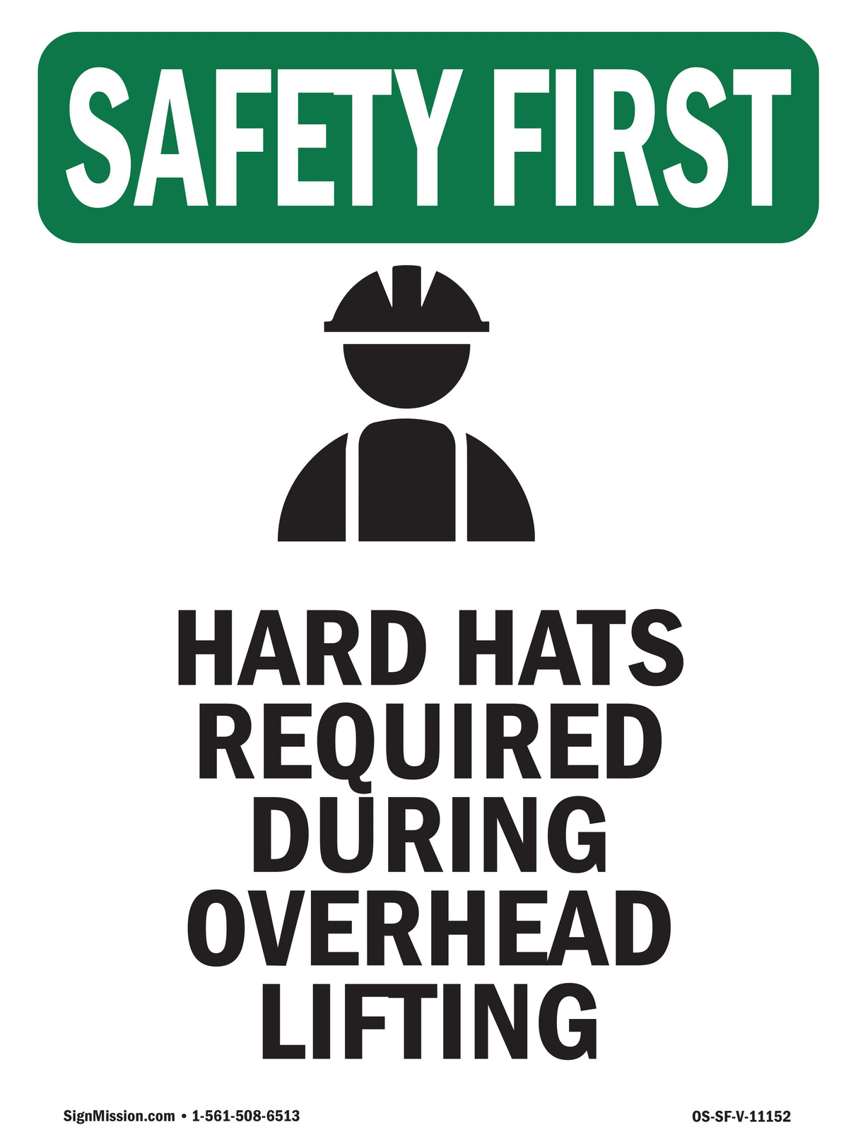 Hard Hats Required During Overhead With Symbol