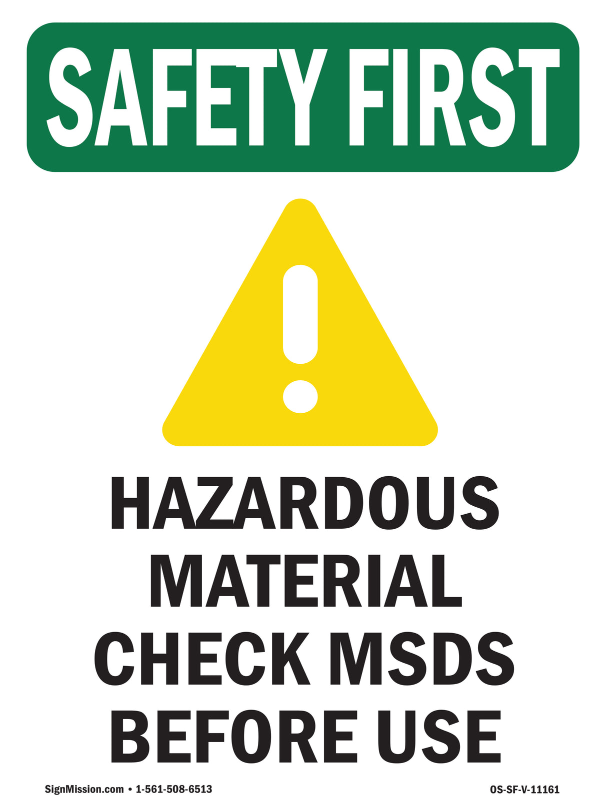 Hazardous Material Check MSDS Before