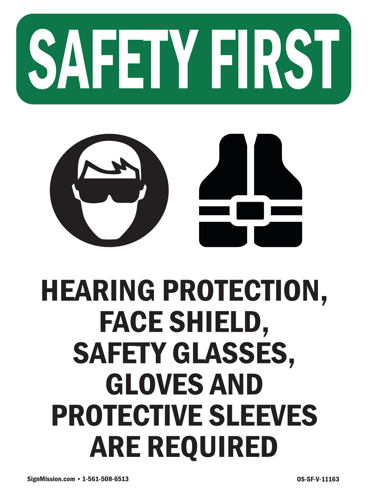 Hearing Protection, Face Shield, With Symbol