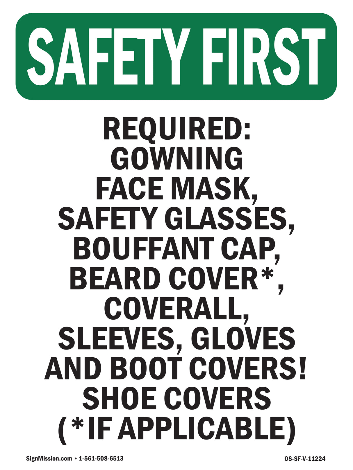 Required- Gowning Face Mask, Safety Glasses,