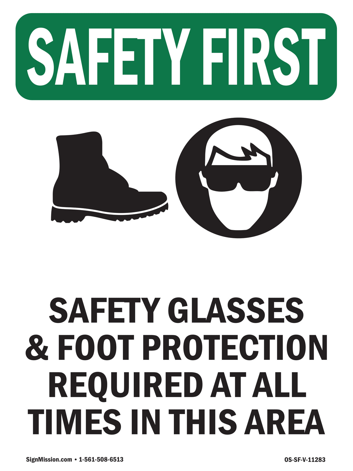 Safety Glasses & Foot Protection With Symbol