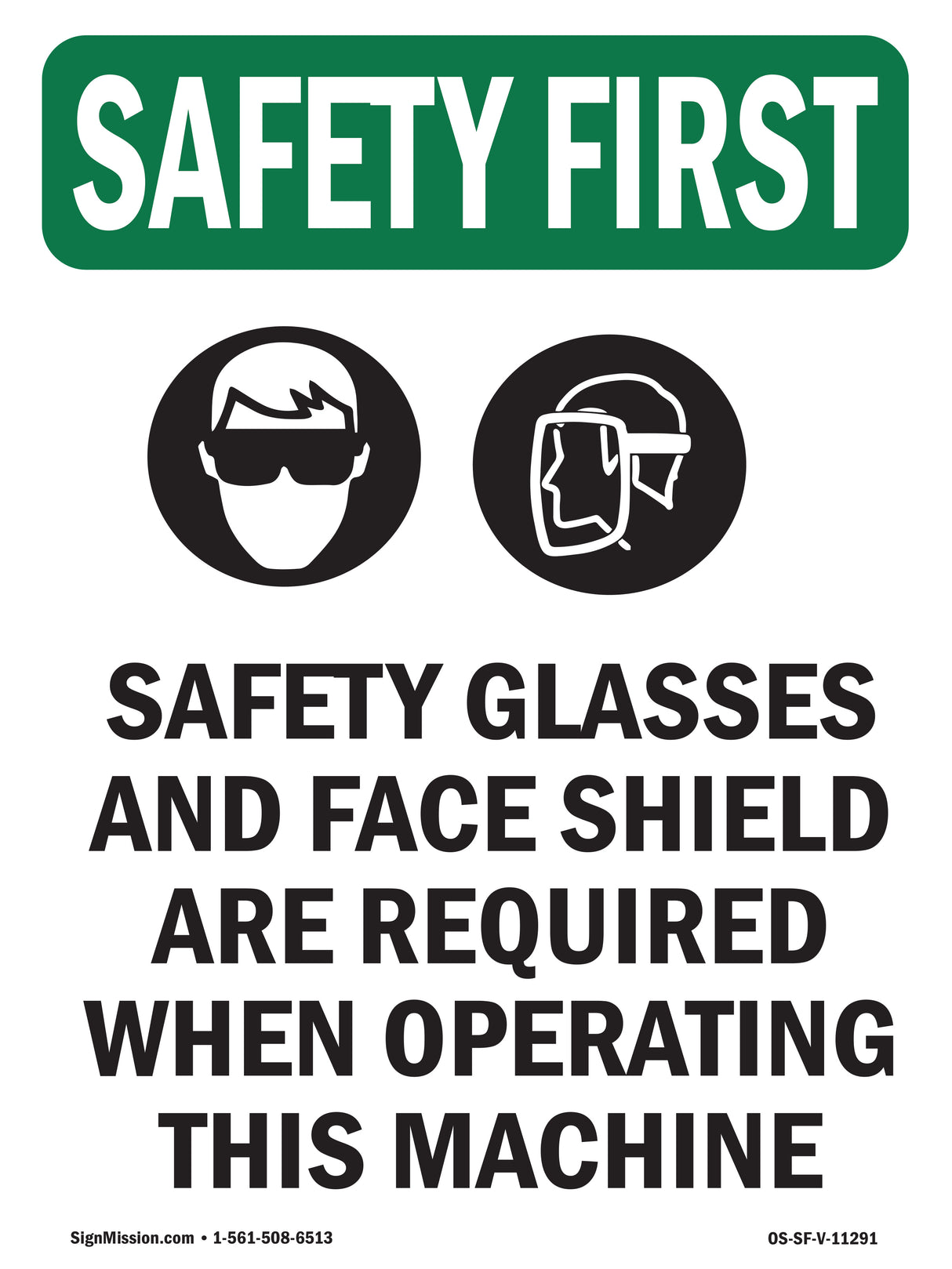 Safety Glasses And Face Shield With Symbol