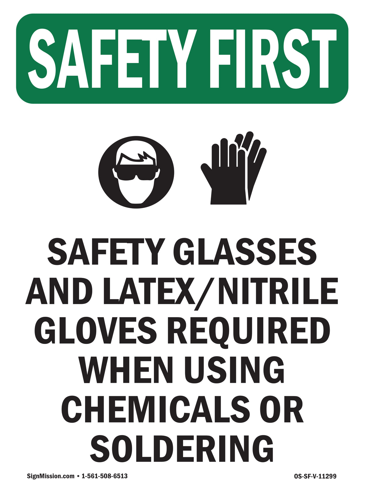 Safety Glasses And Latex Nitrile With Symbol