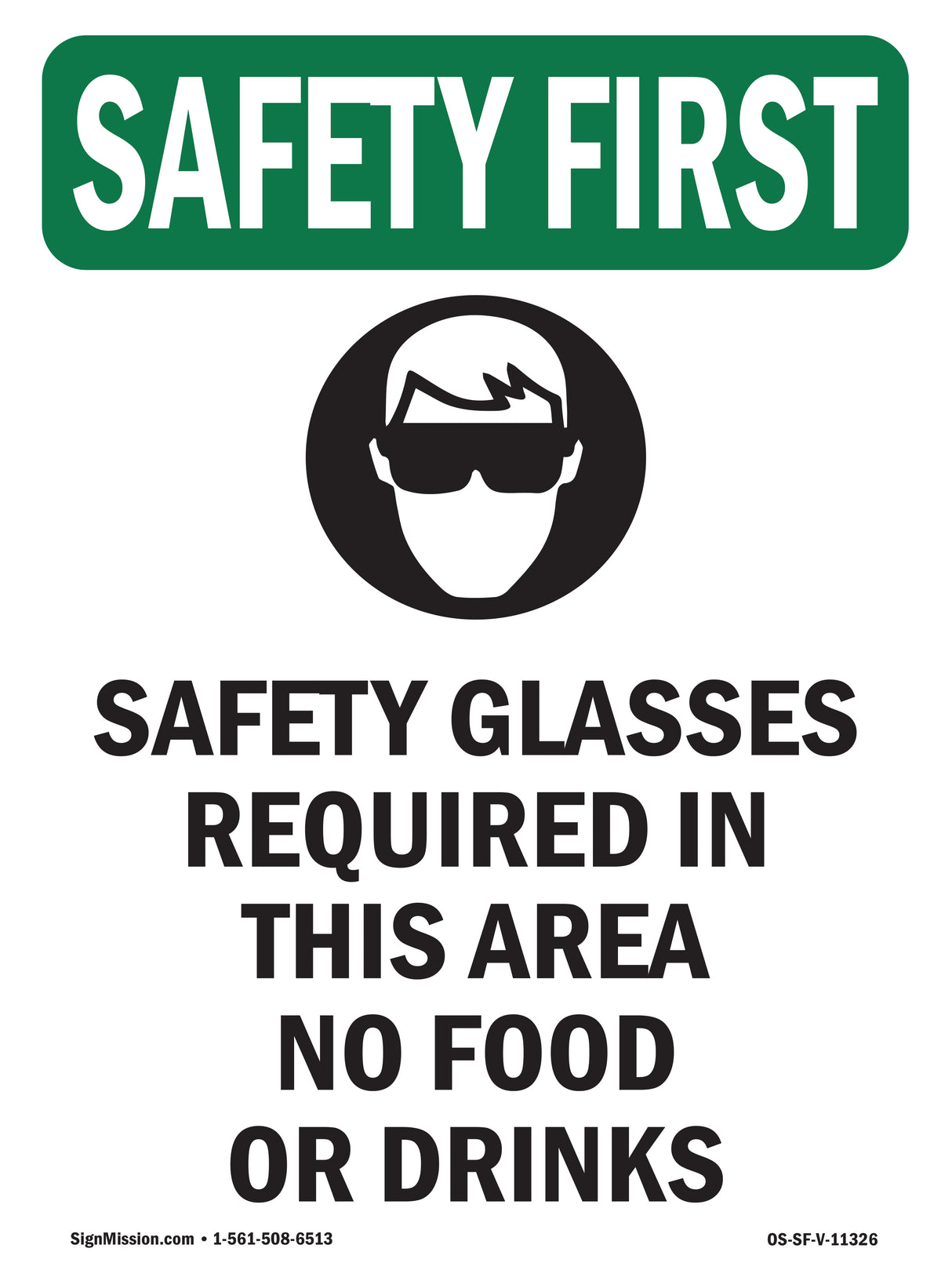 Safety Glasses Required In This With Symbol