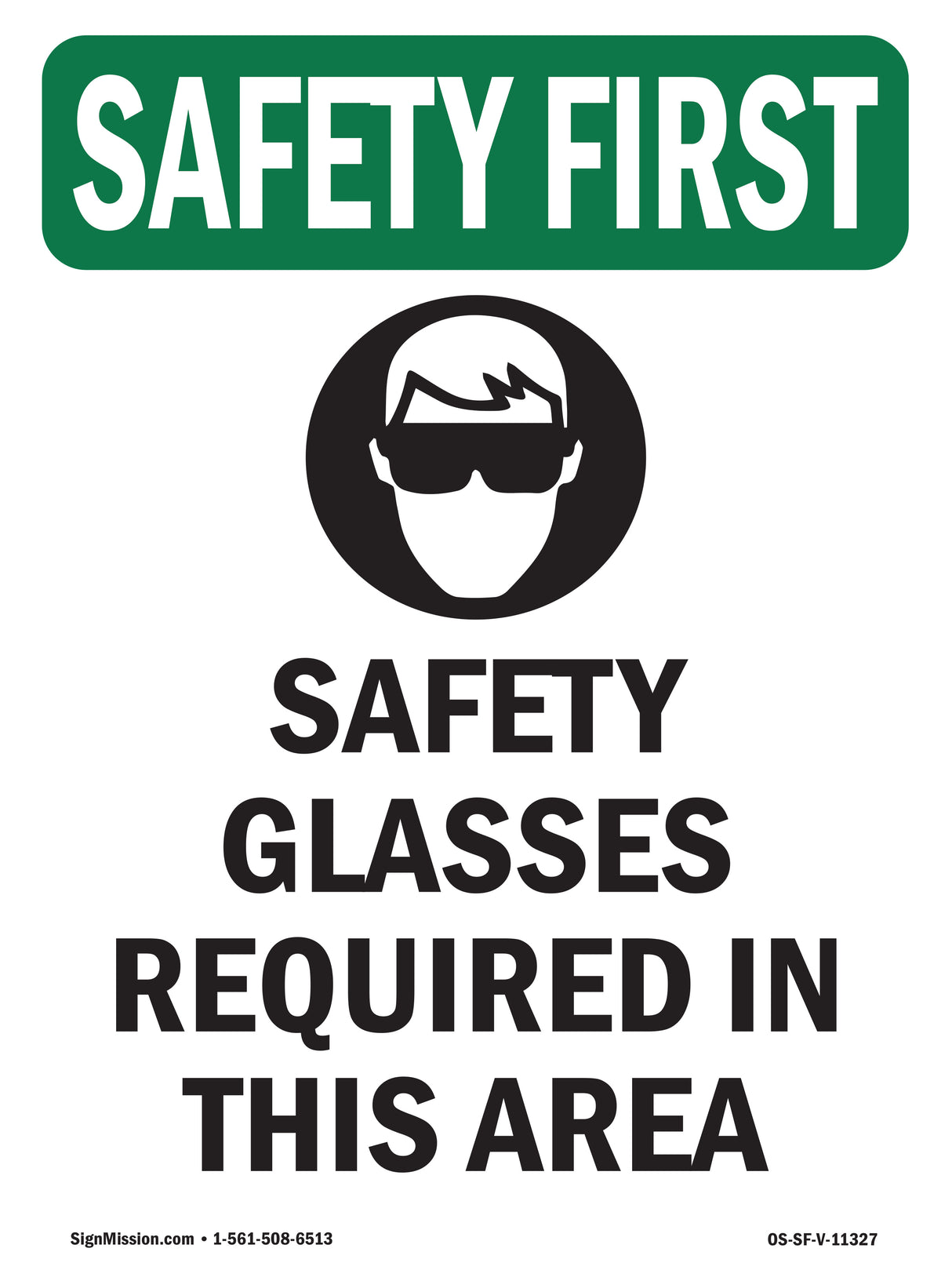 Safety Glasses Required Area Bilingual